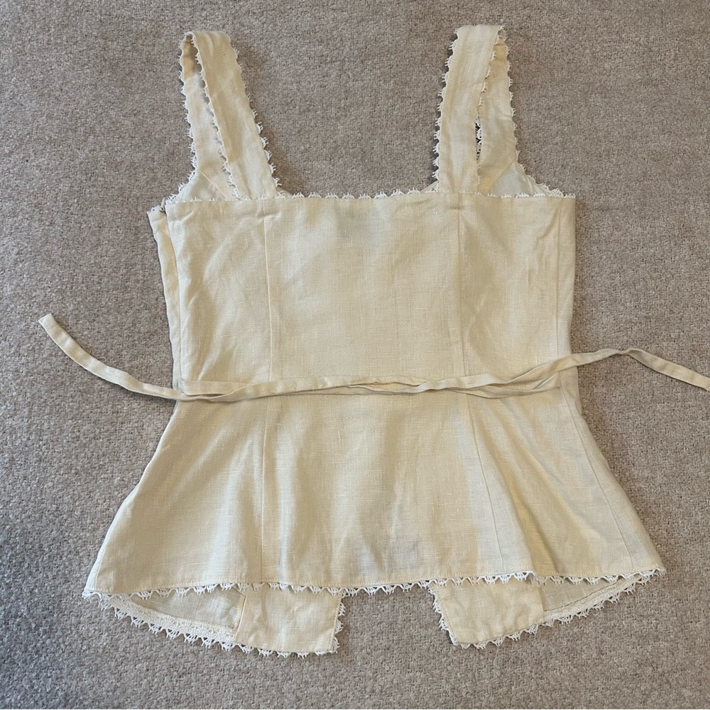 Reformation Viola Linen Top in Sugar - Picture 9 of 11